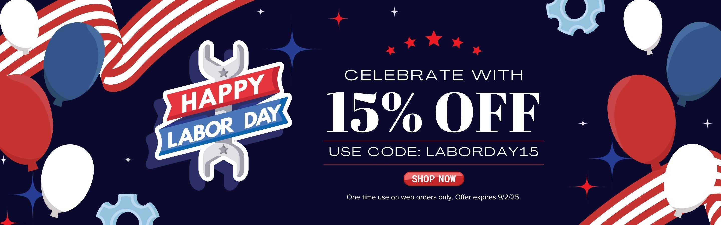 Labor Day Sale – Take 15% Off Your Order. Use code LABORDAY15. Shop now and save through September 2.